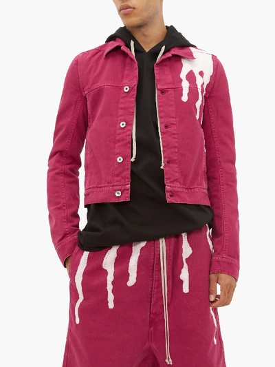 Rick Owens Drkshdw Abstract Drop-print Cotton-denim Jacket In