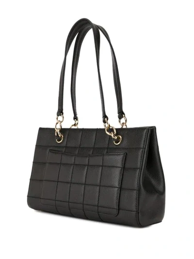 Pre-owned Chanel Choco Bar Quilt Detail Cc Turn-lock Tote In Black