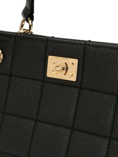 Pre-owned Chanel Choco Bar Quilt Detail Cc Turn-lock Tote In Black