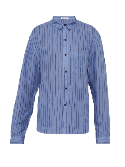Denis Colomb Marcello Striped Slubbed-linen Shirt In Blue | ModeSens