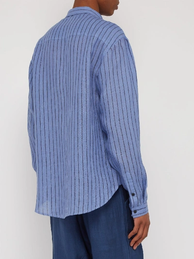 Denis Colomb Marcello Striped Slubbed-linen Shirt In Blue | ModeSens