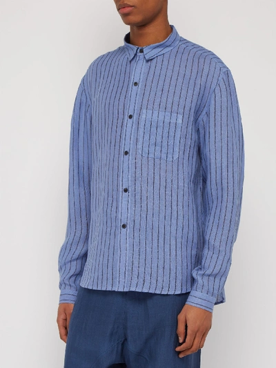 Denis Colomb Marcello Striped Slubbed-linen Shirt In Blue | ModeSens