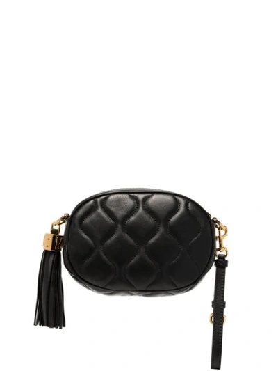 Shop Moschino Embellished Leather Cross In Black
