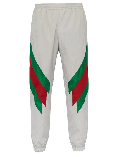 Gucci Oversize Track Bottoms With Web Intarsia In Grey Multi | ModeSens