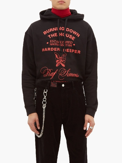 Raf Simons Burning Down The House Hooded Sweatshirt In Black | ModeSens
