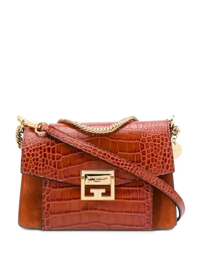 Shop Givenchy Gv3 Crocodile-effect Shoulder Bag - Brown