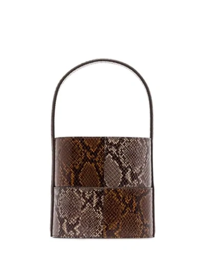 BROWN BISSETT TWO TONE SNAKE-EFFECT BUCKET BAG