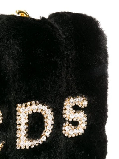 Shop Gcds Faux Fur Cross Body Bag In Black