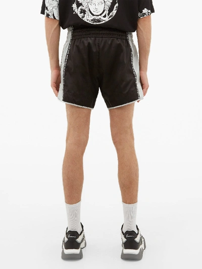 Versace Logo-patch Satin Boxing Shorts In A008 Nero | ModeSens