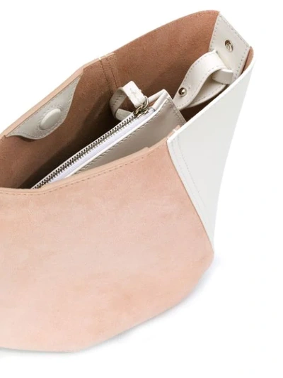 Shop Lanvin Hook S Asymmetric Bucket Bag In White