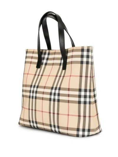 Pre-owned Burberry Check Tote Bag In Beige, Black, Etc