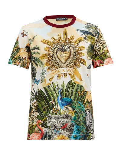 Dolce Dg King Graphic Print T-shirt In Multicoloured | ModeSens