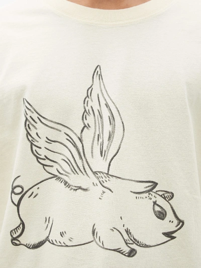 Gucci Flying Pig-print Cotton T-shirt In White | ModeSens