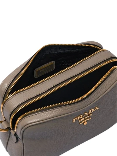 Shop Prada Textured Camera Bag In Grey