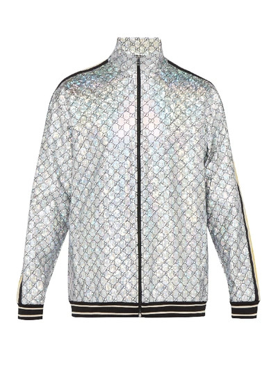 Gucci Men's Interlocking Gg Metallic Track Jacket In Silver | ModeSens