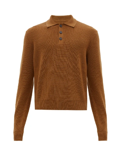 Studio Nicholson Sazen Merino-wool Polo Shirt In Tan | ModeSens