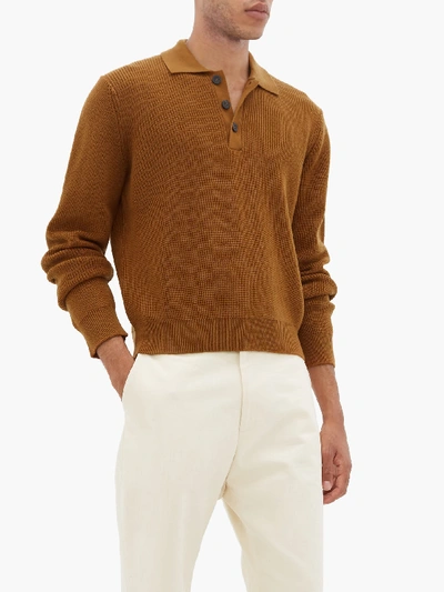 Studio Nicholson Sazen Merino-wool Polo Shirt In Tan | ModeSens