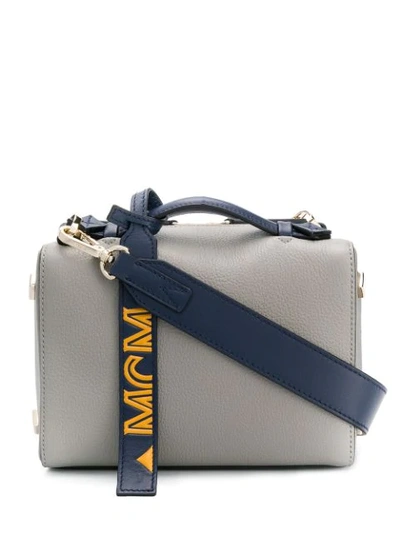Shop Mcm Studded Crossbody Bag In Grey