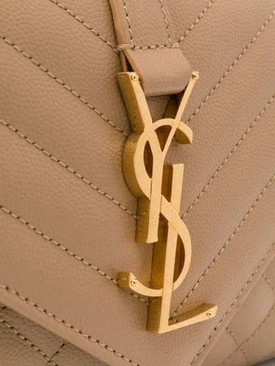 Shop Saint Laurent Quilted Monogram Handbag In 2622 -cork/cork/cork