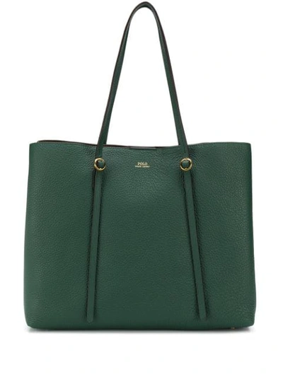 Shop Polo Ralph Lauren Logo Stamp Tote In Green
