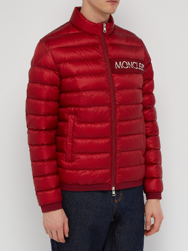 Moncler Neveu Logo-embroidered Quilted-down Jacket In Red | ModeSens