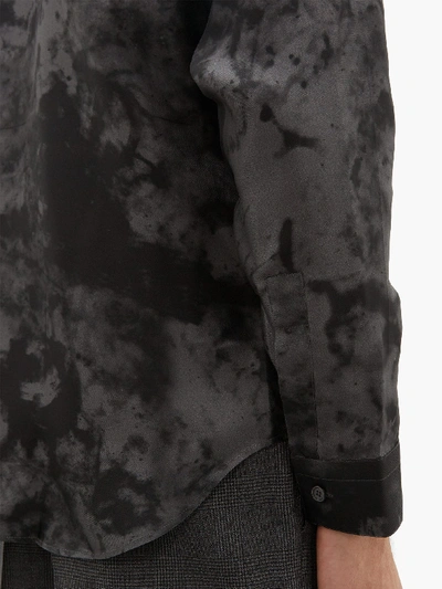 Berluti Marble And Dye-print Silk-faille Shirt In Grey | ModeSens