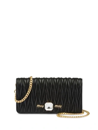 Shop Miu Miu Matelassé Mini Bag In F0002 Black