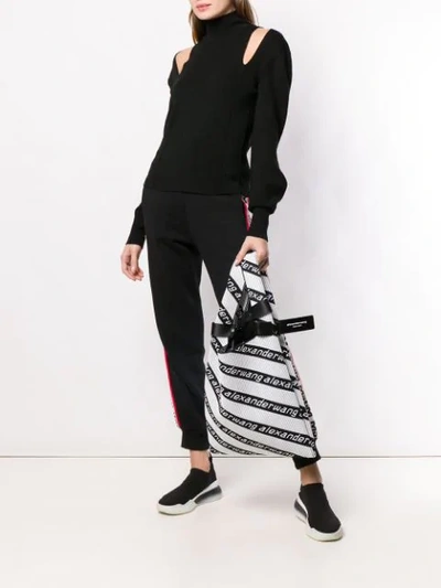 Shop Alexander Wang Knit Jacquard Shopper Tote In Black