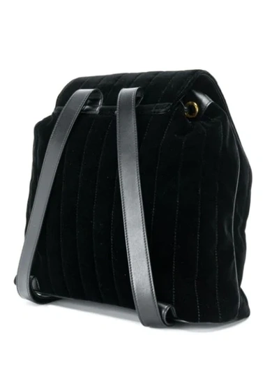 SAINT LAURENT BLACK VICKY QUILTED VELVET BACKPACK - 黑色