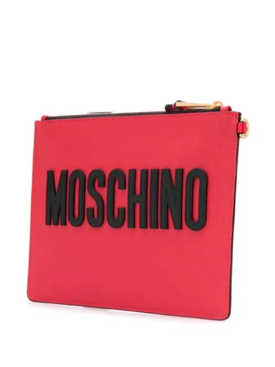 Shop Moschino Teddy Bear Logo Clutch Bag - Red