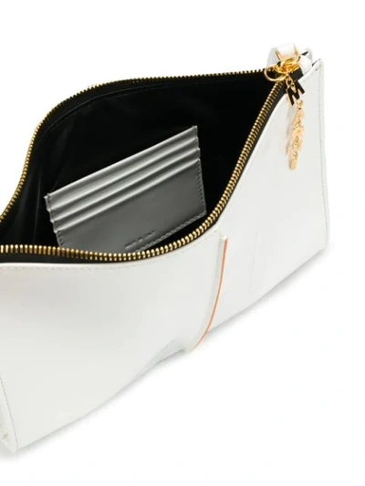 Shop Marni Letter Chain Glossy Pouch In White