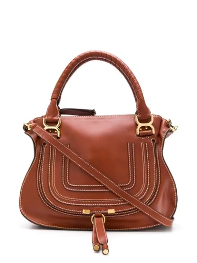 Shop Chloé Marcie Tote In Brown