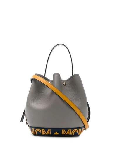 Shop Mcm Drawstring Shoulder Bag In Grey