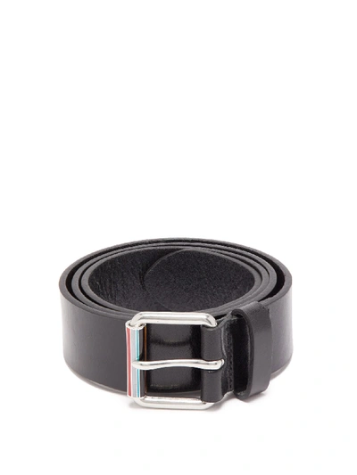 Paul Smith Artist-stripe Roller Buckle Leather Belt In Black | ModeSens