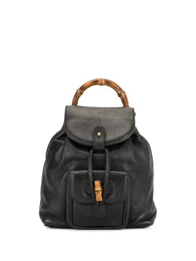 Pre-owned Gucci Bamboo Line Backpack In Black