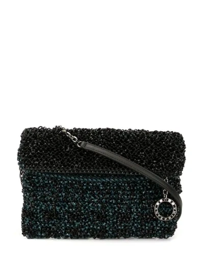 Shop Anteprima Kleine Clutch Mit Schottenkaro In Nero Opaco/bluette Perla 797