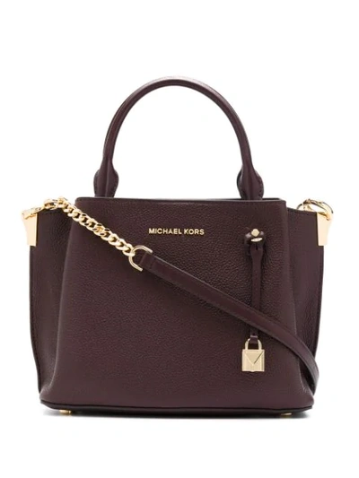 Shop Michael Michael Kors Lock Charm Crossbody Bag In Brown