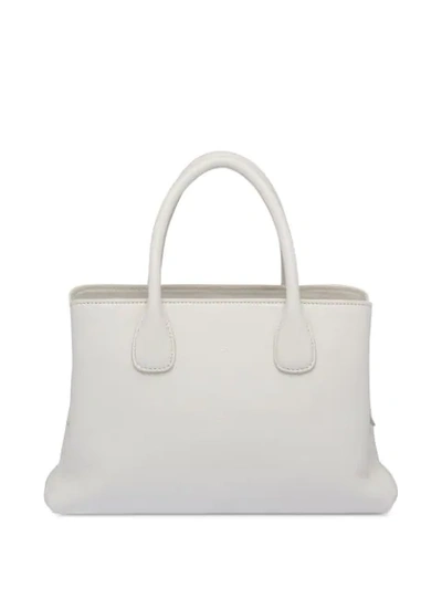 Shop Miu Miu Madras Tote In F0009 White