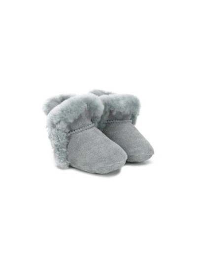 Shop Ugg Fur Trim Pre-walkers In Grey