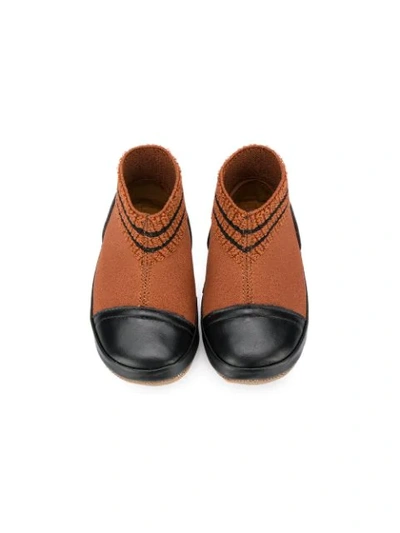 Shop Pèpè Two Tone Sock Boots In Brown