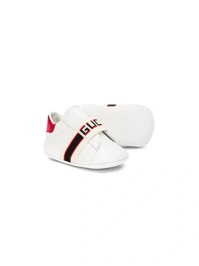 Shop Gucci Baby Ace Sneaker With  Stripe In White