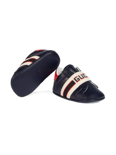 Shop Gucci Baby Ace Sneaker With  Stripe In Blue