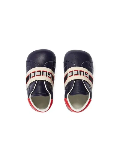 Shop Gucci Baby Ace Sneaker With  Stripe In Blue