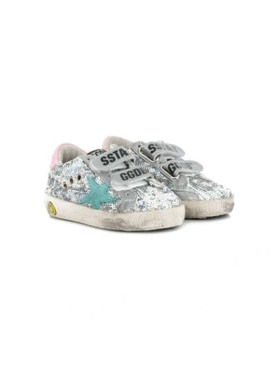 Shop Golden Goose Old School Glitter Sneakers In Silver