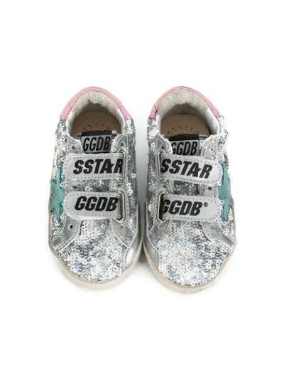 Shop Golden Goose Old School Glitter Sneakers In Silver