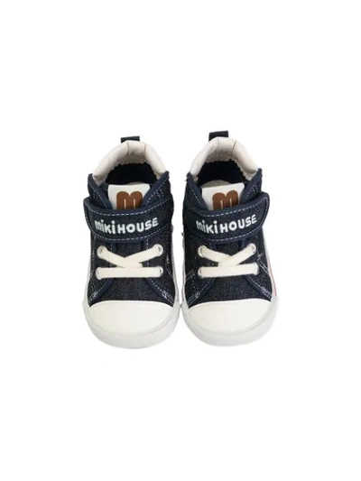 Shop Miki House Logo Touch-strap Shoes In Blue