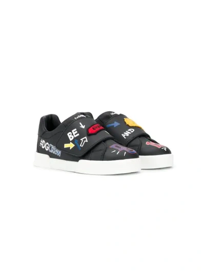 Shop Dolce & Gabbana Logo Patch Low Top Sneakers In Black