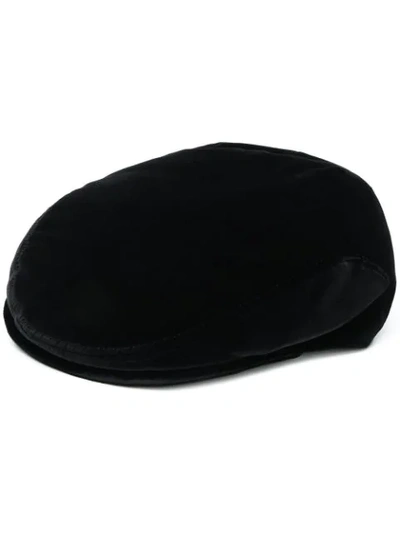 Shop Dolce & Gabbana Velvet Flat Cap In Black