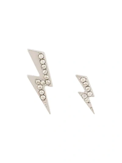 Shop Isabel Marant Flash Lightning Bolt Earrings In Silver