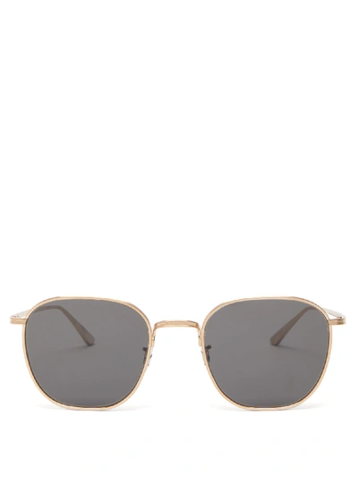 X The Row Board Meeting 2 Square Metal Sunglasses In Gold